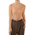 thumbnail image 1 of Xuemjiao Womens T Shirts Thermal Tops for Women Lined Shirt Long Sleeve Base Layer V Neck Women's T Shirt Womans Blouse Blusas Mujer (Beige,XL), 1 of 4