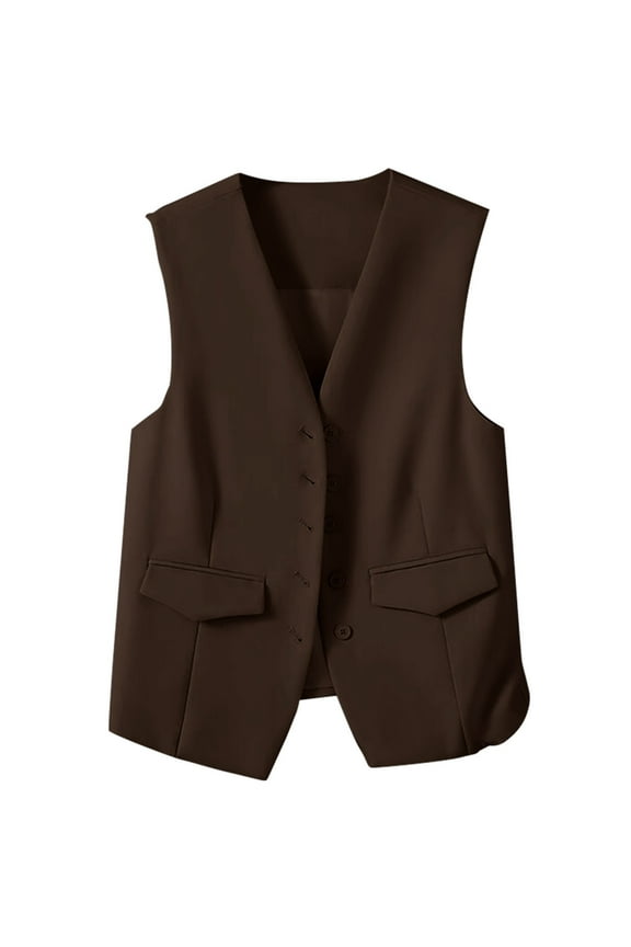 Womens Vests Lightweight Women's Autumn and Winter Vest Small Waistcoat Suit Waistcoat Vest Top Plus Size Vest (Coffee,S)