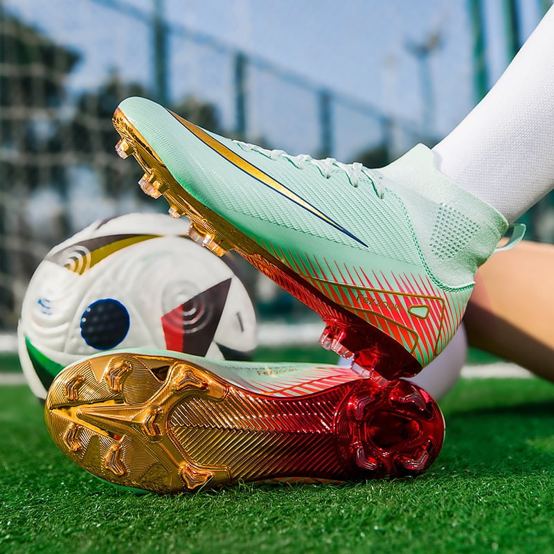 Xuet men's football cleats high-tops comfortable-gold-plated sole spikes soccer boots for turf AG