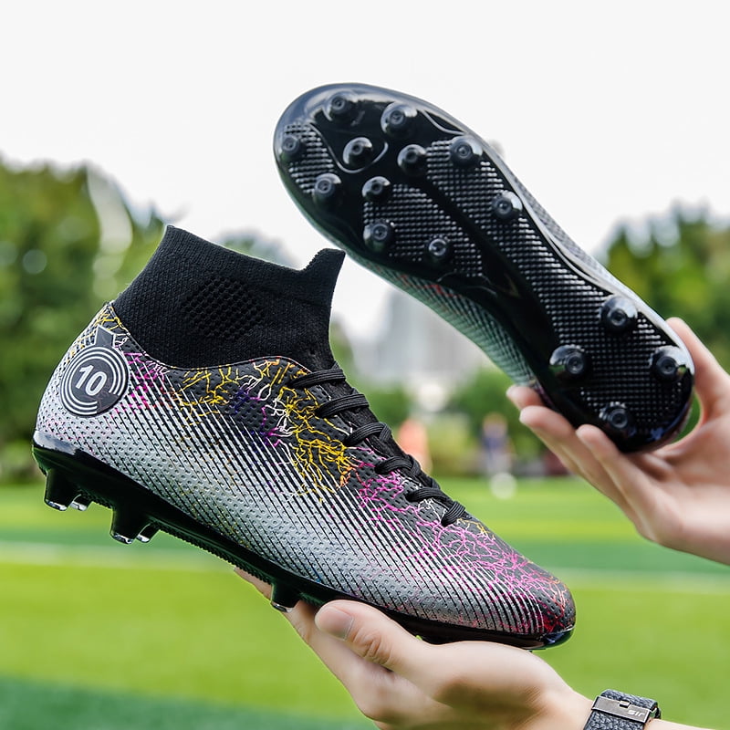 Xuet unisex fashion womens high top lightweight soccer cleats mens classic football boots shoes