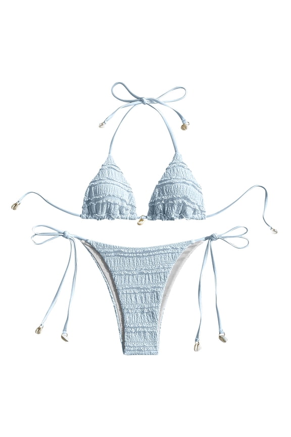 Bikini Sets for Women Bikini Set High Waisted Two Piece Swimsuit V Wire Bathing Suit Back Hook Ruched