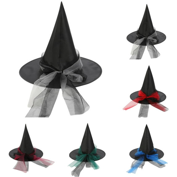Xuety Witch Hat Halloween Decoration Witch Party Lace Hat Festival Party Cornered Wide Hat