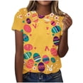 thumbnail image 1 of Xuety Womens Plus Size Easter Tops 2026 Sunner T-Shirt Cute Bunny Graphic Casual Crew Neck Short Sleeve Loose Tunic Tops, 1 of 5
