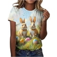 thumbnail image 1 of Xuety Womens Plus Size Easter Tops Bunny Graphic Tee Summer Casual Short Sleeve Tops Happy Easter Tshirt Peeps Tops, 1 of 4