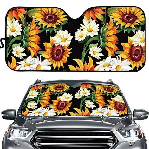 Xuewen Sunflower Car Windshield Sunshade - Universal Sun Shade for Car Windshield - Foldable Sun Visor Shield Block,Size 57.09" x 27.36"