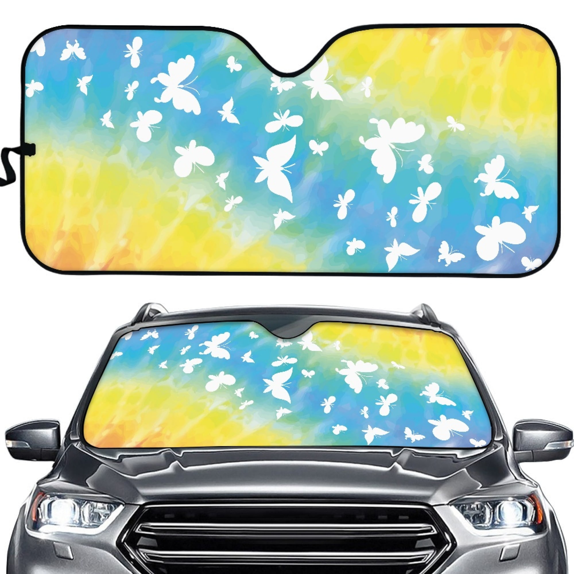 2-Piece Car Sun Shade For Windshield - Foldable UV Protector & Heat Blocker For Vehicle Interior (28.5x25.5in)