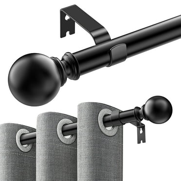 Xueyu 1" Modern Decorative Ball Finials Adjustable Single Window Curtain Rod, 2"-120"