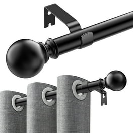 MODE Farmhouse Curtain Rod Set With Porch Doorknob Finials - 1 1/8" Diameter, Adjustable 72-144", Weathered White