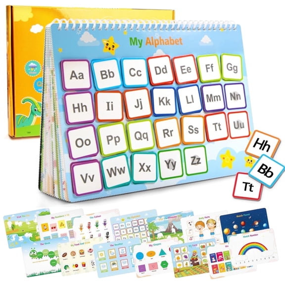Xueyu Busy Book for Kids, Montessori Autism Sensory Educational Toys, 15 Pages Toddlers Preschool Activity Binder and Early Learning Toys, for Boys & Girls Develops Fine Motor Skills