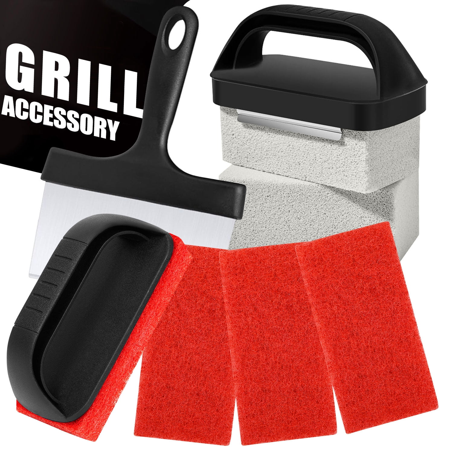 Xueyu Griddle Cleaning Kit for Blackstone, Flat Top Grill Cleaner Grill Cleaning Kit with Grill Brick, Griddle Scraper,Grill Brush and Handles, Griddle Accessories Kit Easy to Remove Stain(10 Pack) - Walmart.com
