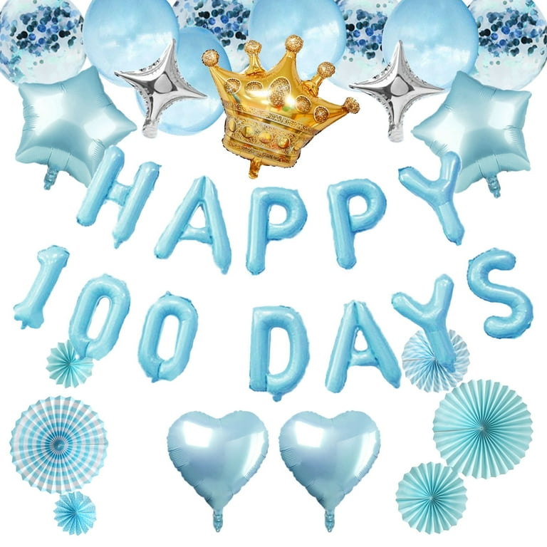 Xugoox 35 Pcs 100 Days Baby Decorations with Happy 100 Days