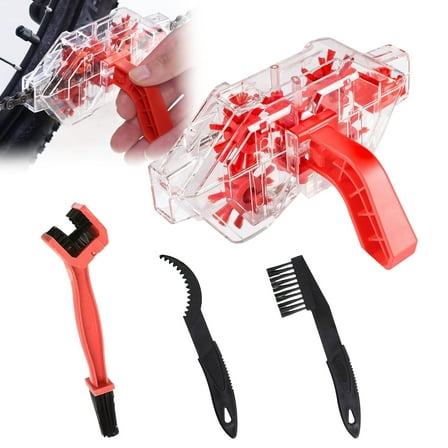 Xugoox Bike Cleaning Kit, Cycling-Specific Chain Cleaner, Four-Piece Set, Suitable for Mountain Bikes, Road Bikes, BMX Bikes, Drive Train Cleaning Brush Set, Red.
