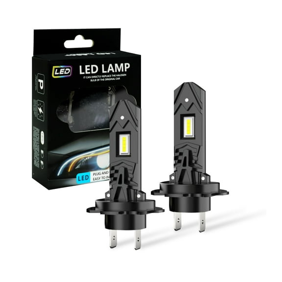 Xugoox H7 LED Light Bulb Headlight Bulbs, H7 Headlight and Fog Light Bulbs Super Bright High Low Beam Car Replacement Bulb Fog Lamps 2 Pack IP68 Waterproof No Adapter Required Plug and Play Mini Size