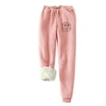 thumbnail image 1 of Xugsiok Fleece Leggings for Women Fall Winter Christmas Print Thick Warm Sweatpants Drawstring with Pockets Pink,L, 1 of 1