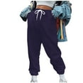 thumbnail image 1 of Xugsiok Jogger Pants for Women Solid Color Drawstring Elastic Waist Cuffed Sweatpants with Pockets Streetwear Workout Running Fall Outfits Dark Blue,XL, 1 of 5