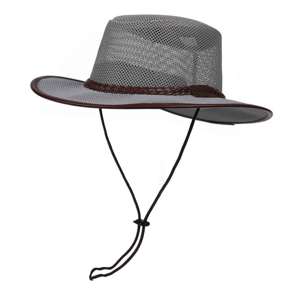 Xugsiok Mens Boonie Hat Solid Color Sunscreen Breathable Beach Hat with Adjustable Rope
