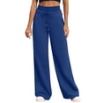 thumbnail image 1 of Xugsiok Wide Leg Sweatpants for Women Solid Color Loose Fit with Pockets Casual Sport Pants Fall Winter Outfits Blue,S, 1 of 6