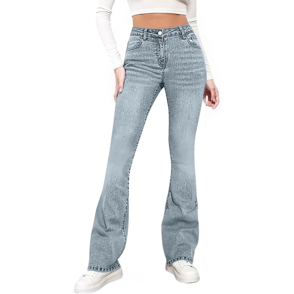 Xugsiok Womens Bootcut Jeans Fashion Versatile Straight Leg Denim Long Pants with Pockets
