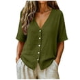thumbnail image 1 of Xugsiok Womens Cardigan Sweaters Fashion Casual Solid Color V-Neck Button Down Short Sleeve Cover Up, 1 of 7