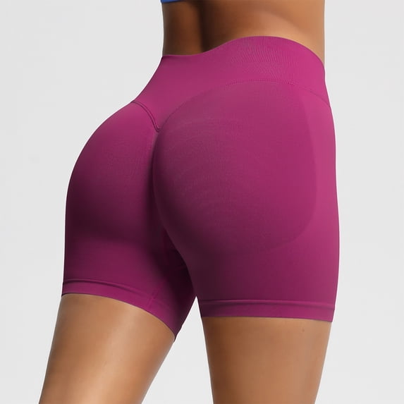 Vhkiploz Booty Shorts for Women High Waisted Solid Color Pull On Shorts Stretch Yoga Running Gym Sweat Shorts Running Active Workout Biker Short Deep Pink XS