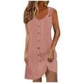 thumbnail image 1 of Vhkiploz Button Down Tank Mini Dress for Women Summer Casual V-Neck Short Sleeve Cami Dress Casual T-Shirt Sunderss Nightgowns Sleepwear Solid Color Home Dress With Pockets, 1 of 7