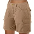 thumbnail image 1 of Vhkiploz Cargo Shorts for Women Elastic High Waisted Button Closure Summer Pants Casual Wide Leg Shorts Active Workout Running Shorts Khaki XL, 1 of 5