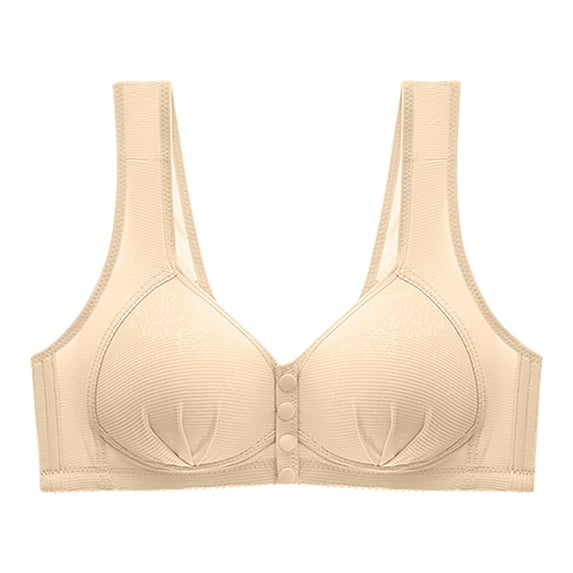 Vhkiploz Front Closure Bras for Women Plus Size Without Underwire Wide Straps Lingerie Bra Breathable Comfortable Push-Up Wireless Daliy Bras