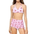 thumbnail image 1 of Vhkiploz Summer 2 Piece Swimsuits for Girls Solid Color Elastic Bra with High Elastic waisted Ruched Swimwear Vacation Beach Bikini Suits Bathing Suit for Teens 5-13 Years Children, 1 of 9