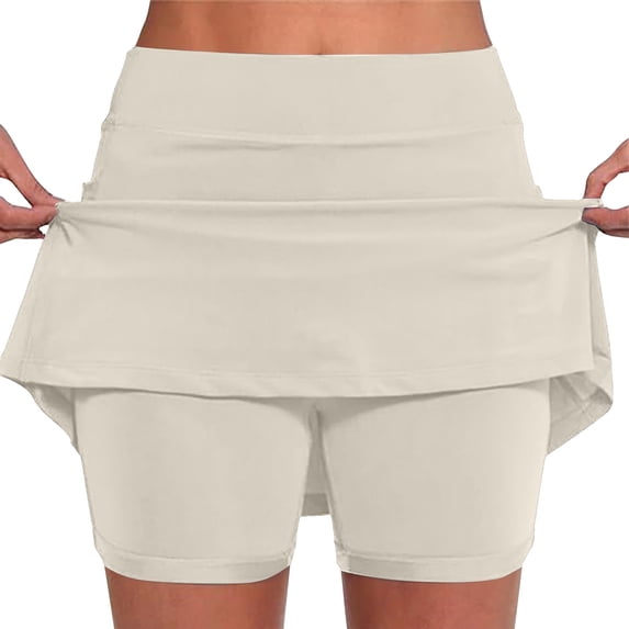 Vhkiploz Summer Active Workout Short for Women Casual Faux Two-Piece High Waisted Elastic Leggings Loose Flowy Shorts Yogo Gym Running Mini Skirts