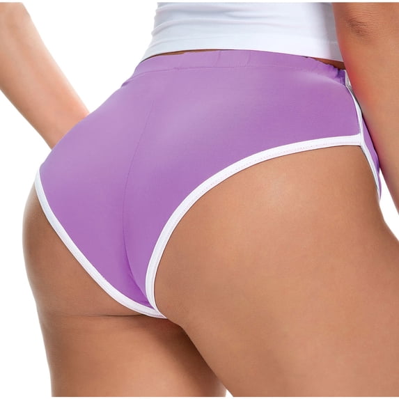 Xuhomer Summer Active Workout Shorts for Women Summer High Cut Pull-on Elastic Waisted Shorts Sports Gym Yoga Sweat Lifting Booty Shorts Capris Hot Pants