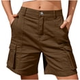 thumbnail image 1 of Vhkiploz Summer Bermuda Shorts for Women Button Closure Elastic Waist Wide Leg Shorts Vacation Casual Loose Straight Leg Shorts Brown L, 1 of 8