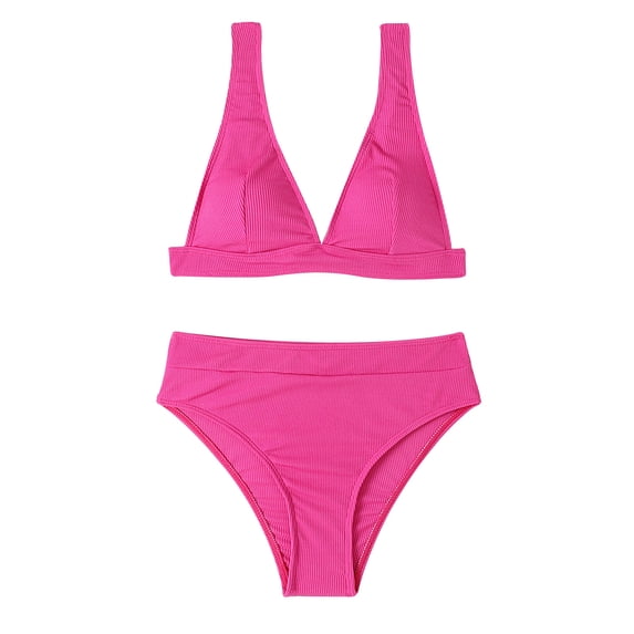 Vhkiploz Summer Bikini SwimSuits for Women 2 Piece Solid Color Splited Bathing Suits High Cut Sports Drawstring Swimwear Sports Surf Suits SwimSuits