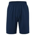 thumbnail image 1 of Vhkiploz Summer Knit Shorts for Men's Solid Color Drawstring Elastic Waist Shorts Casual Loose Running Workout Knee Length Shorts with Summer Pockets Blue XXL, 1 of 6