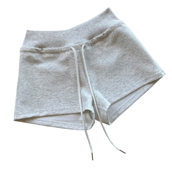 Vhkiploz Summer Knit Shorts for Women Elastic High Waist Comfortable Shorts Gym Active Workout Running Yoga Drawstring Sweat Shorts Jogger Shorts White XL