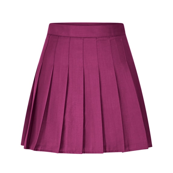 Xuhomer Summer Mini Skirt for Women Solid Color Pleated High Waist A-Line Skirt Business Work Vacation School Casual Short SkirtHot Pink M