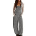 thumbnail image 1 of Vhkiploz Summer Overall For Women Corduroy Jumpsuit Adjustable Strap Wide Leg Pants Dressy Causal Vacation Outfits Solid Color Romper, 1 of 9