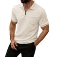 thumbnail image 1 of Vhkiploz Summer Sweatshirts for Men Short Sleeve Zipper V-Neck Turndown Collared Tops Business Work Golf Casual Solid Color Blouse with Pocket, 1 of 5