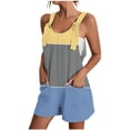 thumbnail image 1 of Vhkiploz Summer Tank Romper For Women Printed Sleeveless Adjustsble Strap Shorts Tank Overalls Casual Vacation Stretch Cami Shorts Outfits With Pockets, 1 of 5
