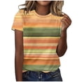 thumbnail image 1 of Vhkiploz Summer Tops for Women Casual Multi Striped Short Sleeve Tunics Shirt Solid Color Crew Neck Top, 1 of 4