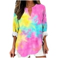 thumbnail image 1 of Xuhomer Summer Tunic Tops For Womens T-Shirts V Neck Rolled Up Long Sleeve Tops Elegant Dressy Blouses Business Casual Outfits, 1 of 5