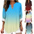 thumbnail image 1 of Vhkiploz Summer Tunic Tops For Womens T-Shirts V Neck Rolled Up Long Sleeve Tops Elegant Dressy Blouses Business Casual Outfits, 1 of 5