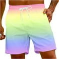 thumbnail image 1 of Xuhomer Swimming Trunk for Men's Drawstring Gradient Printed Elastic Waist Beach Pants Casual Training Active Workout Vacation Boys Short with Pockets Multicolor S, 1 of 9
