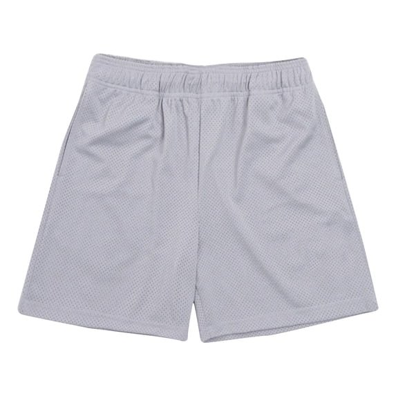 Vhkiploz Swimming Trunk for Men's Solid Color Mesh Breathable Sports Shorts Casual Training Active Workout Vacation Cropped Beach Pants with Pockets Gray 3XL