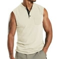 thumbnail image 1 of Xuhomer Tank Tops for Men Solid Color Sleeveless Crew Neck Summer T-shirts Runing Active Workout Gym Casual Button Down Blouse Cami Tops With Front Pocket, 1 of 5