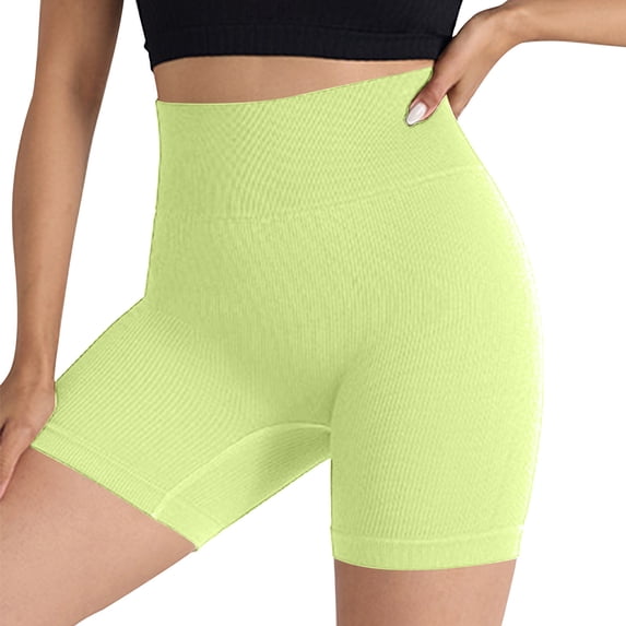 Vhkiploz Yoga Shorts for Women's Summer High Waisted Solid Color Pull On Leggings Stretch Running Active Workout Gym Pants Biker shorts