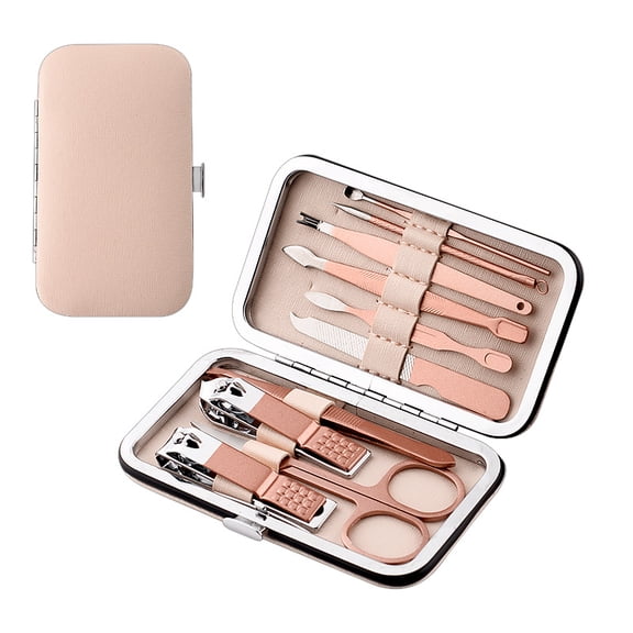 Xukmct 10 Pcs Professional Stainless Steel Nail Clipper Set Manicure Pedicure Kit Grooming Tool Set for Men Women