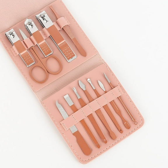Xukmct 12 Pcs Nail Clippers Set Grooming Manicure Pedicure Kit Nail Care Tools for Men Women, Pink