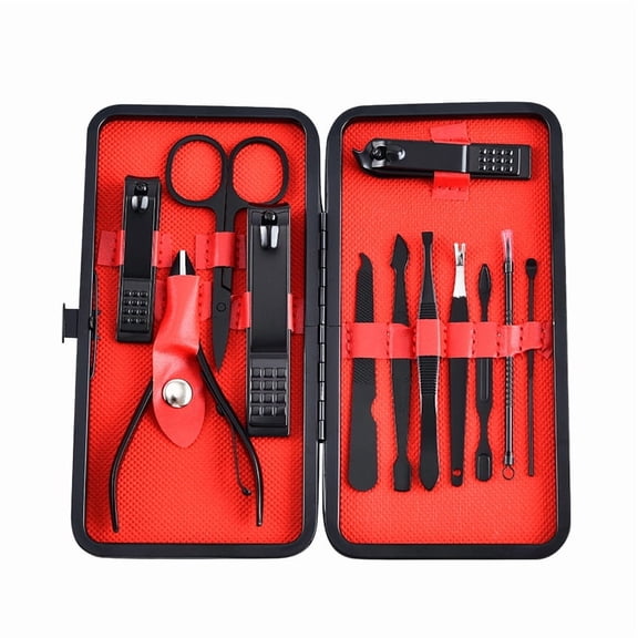 Xukmct 12 Pcs Professional Nail Clipper Set Fingernail Toenail Clippers Manicure Pedicure Set Stainless Steel Grooming Set with Case, Red