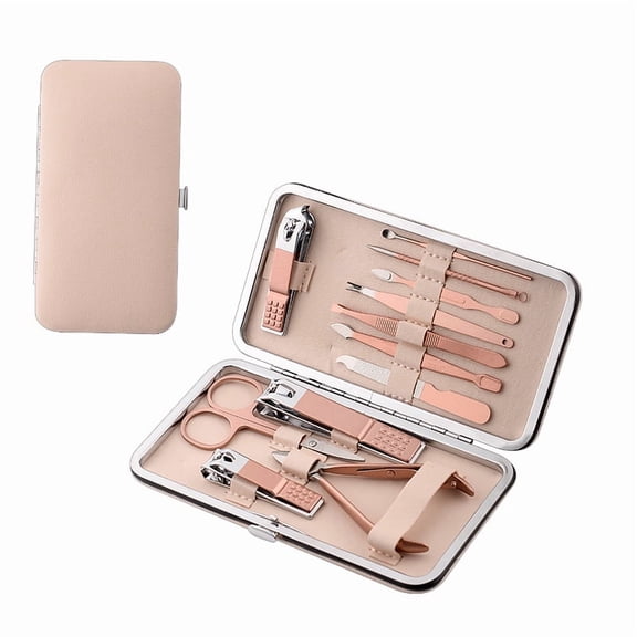 Xukmct 12 Pcs Professional Stainless Steel Nail Clipper Set Manicure Pedicure Kit Grooming Tool Set for Men Women