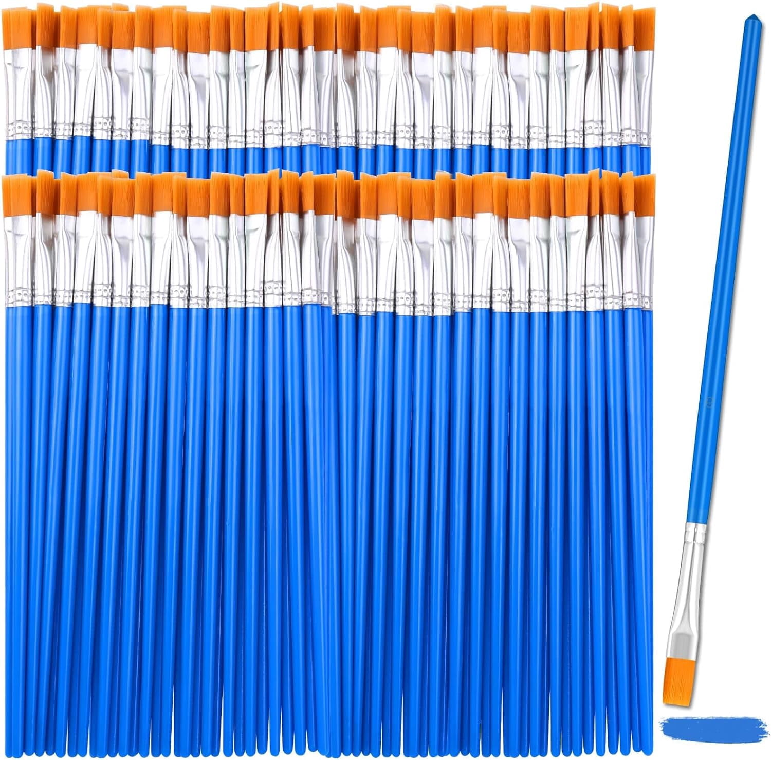 Xukmct 120 Pcs Small Paint Brushes Flat Paint Brushes Acrylic Paint Brushes Set for Watercolor Oil Painting, Blue